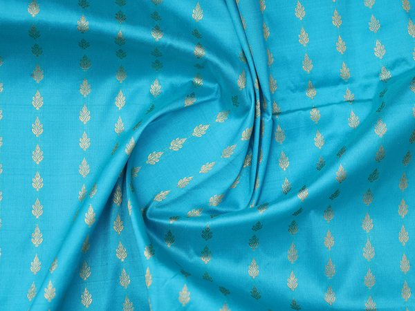 Floral Buttis Peacock Blue Kanchipuram Pavadai Sattai Material