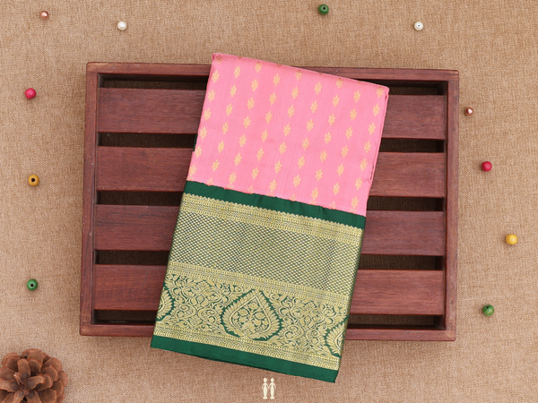 Floral Buttis Pink Kanchipuram Pavadai Sattai Material