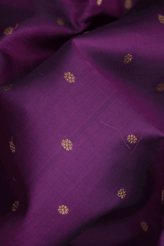 Zari Buttis Plum Purple Kanchipuram Silk Saree
