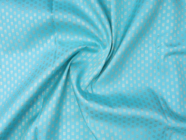 Floral Buttis Sky Blue Kanchipuram Pavadai Sattai Material