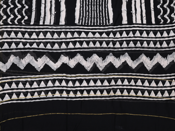 Floral Design Black Cotton Unstitched Salwar Material