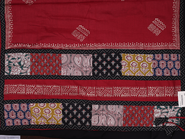 Plain Black Cotton Unstitched Salwar Set