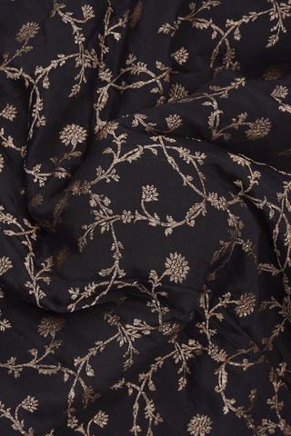 Floral Design Black Georgette Banarasi Silk Saree