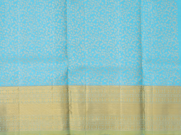 Floral Design Blue Kanchipuram Pavadai Sattai Material