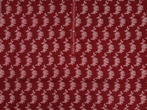 Floral Design Brown Cotton Unstitched Salwar Material