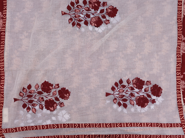 Floral Design Brown Cotton Unstitched Salwar Material