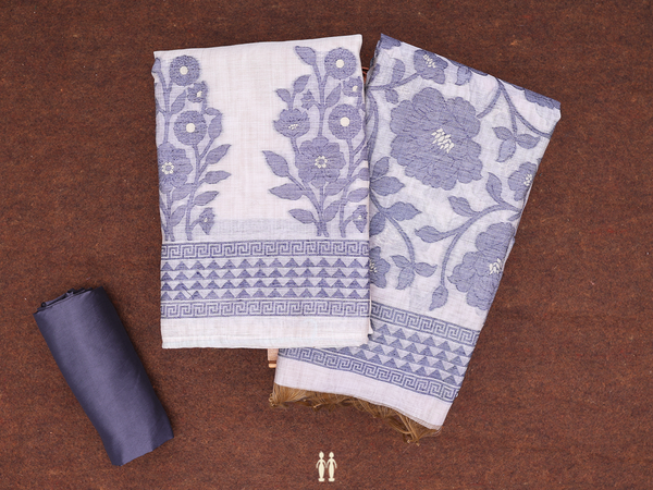 Floral Design Brown Linen Unstitched Salwar Material