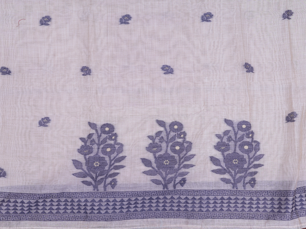 Floral Design Brown Linen Unstitched Salwar Material