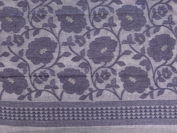 Floral Design Brown Linen Unstitched Salwar Material