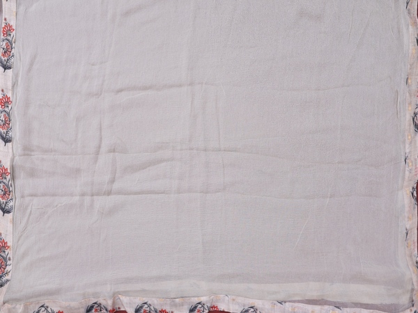 Floral Design Brown Silk Cotton Unstitched Salwar Material