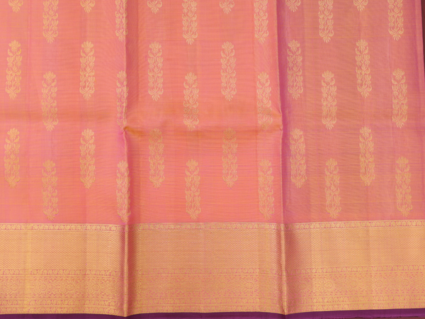 Floral Design Coral Pink Kanchipuram Pavadai Sattai Material