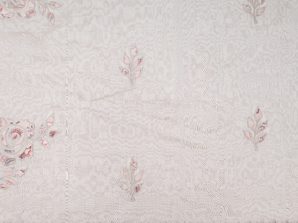 Floral Design Cream Color Silk Cotton Salwar Material