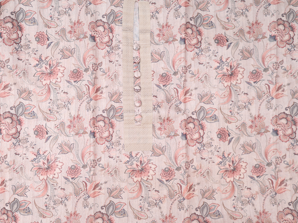 Floral Design Cream Color Silk Cotton Salwar Material