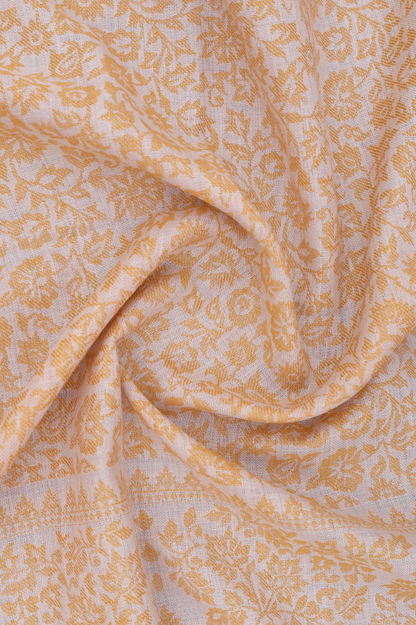 Floral Design Cream Color Woolen Shawl