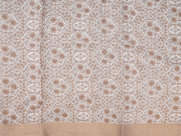 Floral Design Off White Chanderi Unstitched Salwar Material
