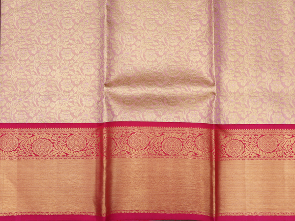 Floral Design Tissue Dual Tone Kanchipuram Half Saree Material