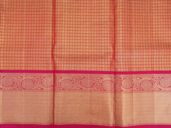 Floral Design Tissue Dual Tone Kanchipuram Half Saree Material