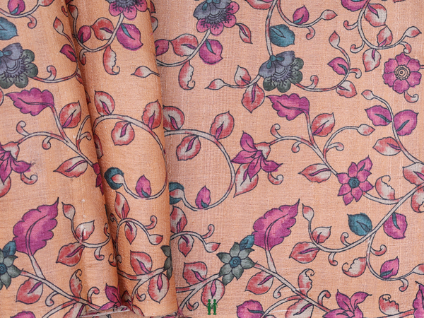 Floral Design Dusty Orange Tussar Silk Blouse Material