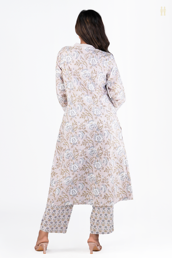 Floral Design Dusty Purple Cotton Salwar Set