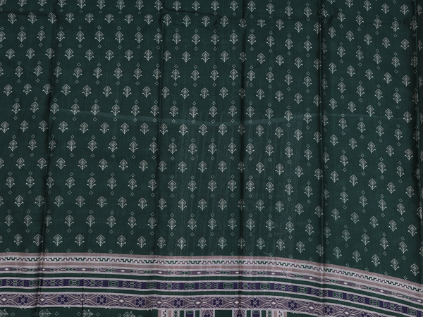 Floral Design Forest Green Tussar Unstitched Salwar Set