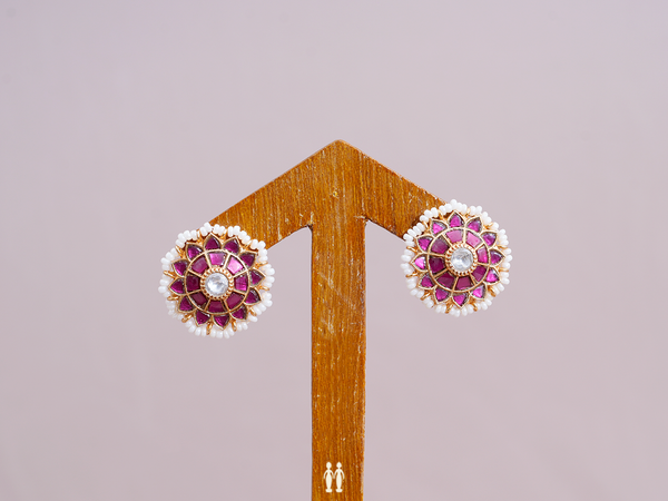 Floral Design Gold Plated Pure Silver Stud Earrings