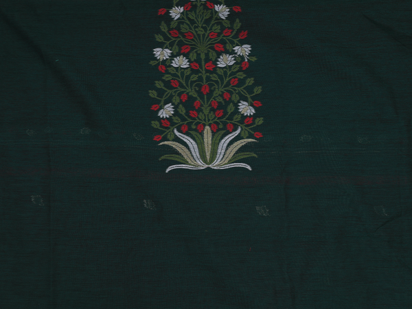 Floral Design Green Chanderi Unstitched Salwar Material