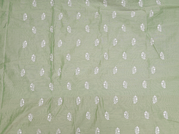 Floral Design Green Cotton Unstitched Salwar Material