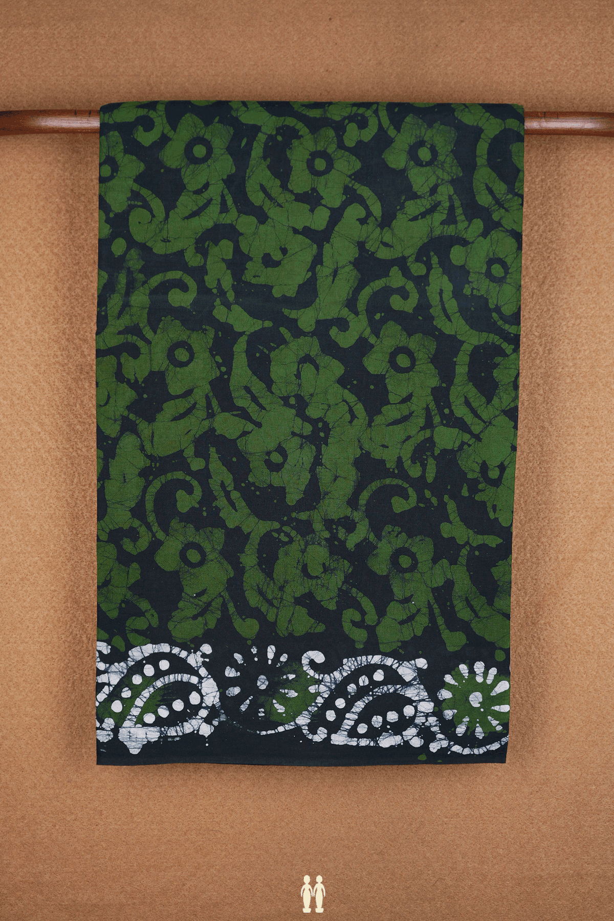 Floral Design Greenish Black Sungudi Cotton Saree