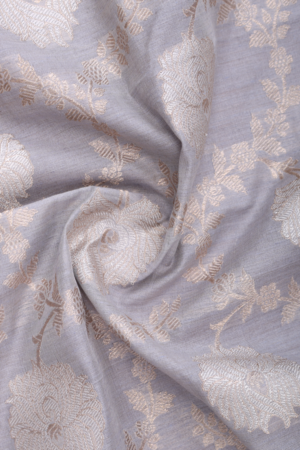 Floral Design Light Grey Banarasi Dupatta
