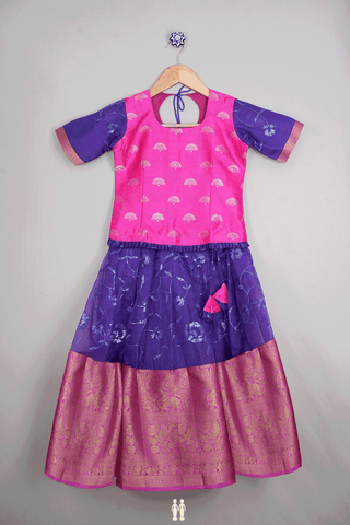 Floral Design Magenta And Purple Readymade Pavadai Sattai
