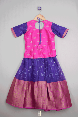 Floral Design Magenta And Purple Readymade Pavadai Sattai