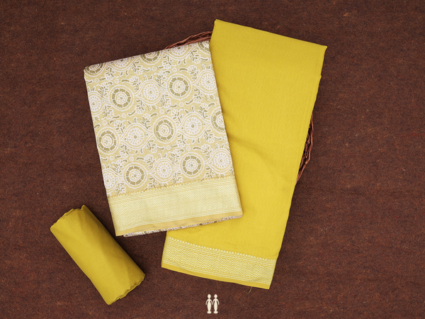 Floral Design Mustard Yellow Cotton Unstitched Salwar Set