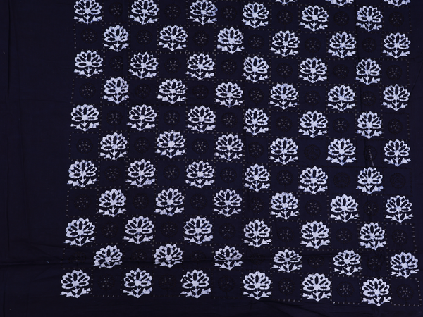 Floral Design Navy Blue Cotton Unstitched Salwar Material