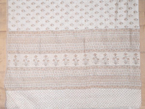 Floral Design Off White Chanderi Unstitched Salwar Material