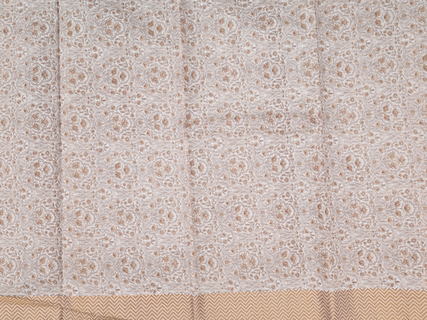 Floral Design Off White Chanderi Unstitched Salwar Material
