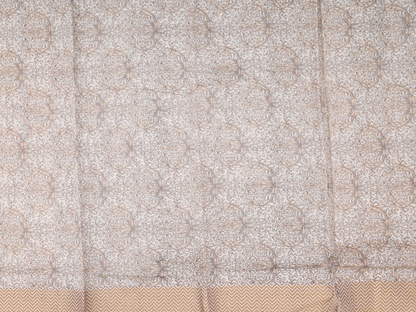 Floral Design Off White Chanderi Unstitched Salwar Material