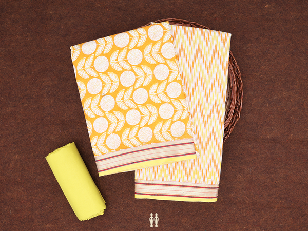 Floral Design Orange Cotton Unstitched Salwar Set