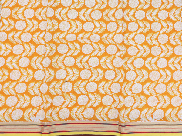 Floral Design Orange Cotton Unstitched Salwar Set