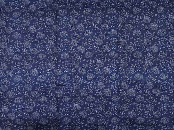 Floral Design Oxford Blue Silk Cotton Salwar Material