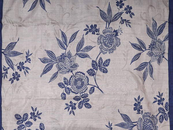 Floral Design Oxford Blue Silk Cotton Salwar Material