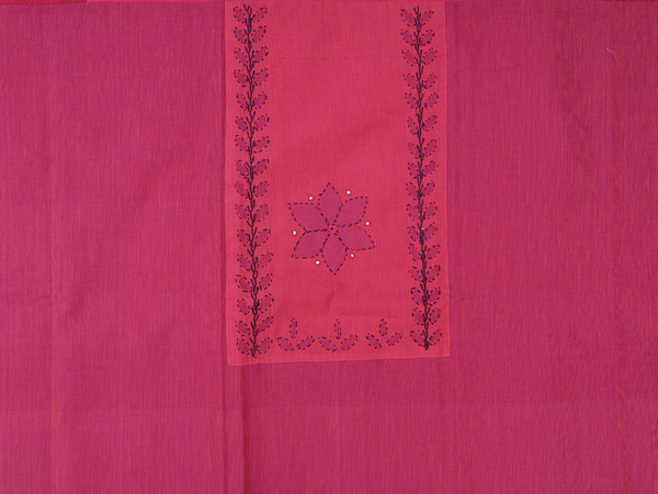 Floral Design Pink Cotton Unstitched Salwar Material