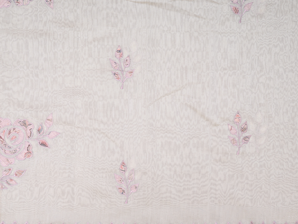 Floral Design Pink Tussar Unstitched Salwar Material
