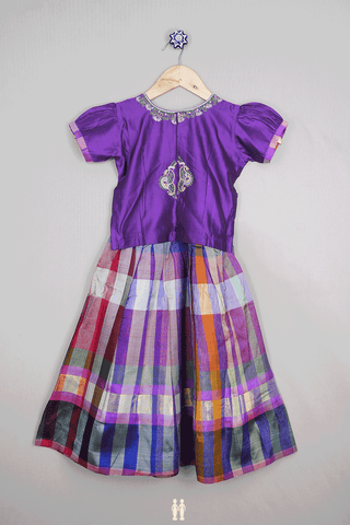 Floral Design Purple And Multicolor Readymade Pavadai Sattai