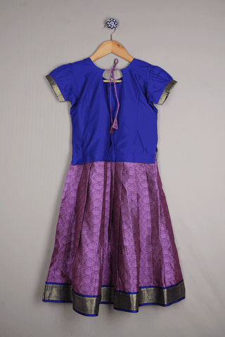 Floral Design Purple And Blue Readymade Pavadai Sattai