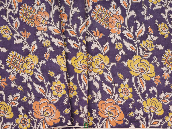 Floral Design Purple Kalamkari Cotton Blouse Material