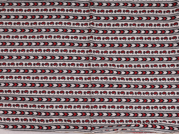 Floral Design Red Cotton Unstitched Salwar Material