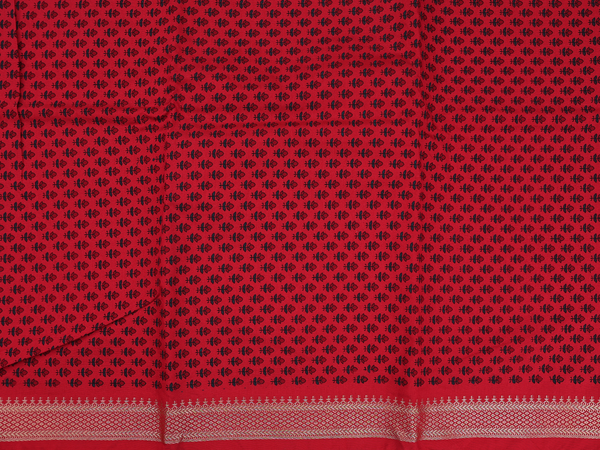 Floral Design Red Cotton Unstitched Salwar Material