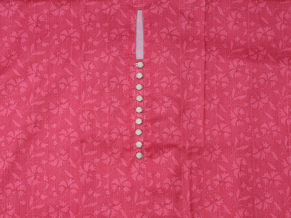 Floral Design Red Silk Cotton Unstitched Salwar Material