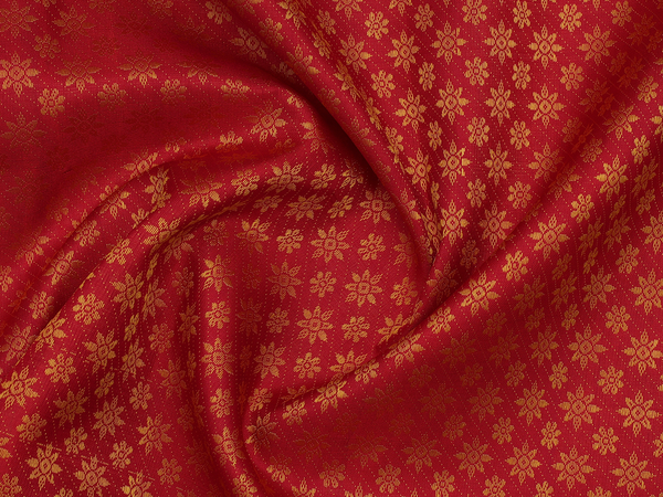 Floral Design Ruby Red Kanchipuram Blouse Material