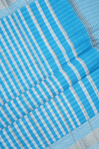 Floral Design Sky Blue Printed Cotton Saree